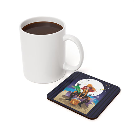 Moonlit Pirate Halloween Cork Back Coaster