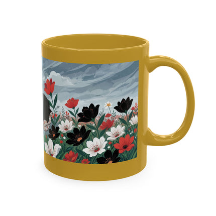 🌺☔ The Lady In The Stormy Flower Garden Ceramic Mug – Art Deco Fashion Elegance
