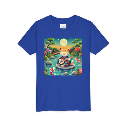 Melodic Kitten by the Koi Pond Youth Short Sleeve Tee