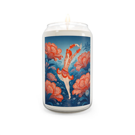 🌺🩰 The Scarlet Blossom Garden Ballerina Scented Soy Candle – Art Deco Floral Ballet