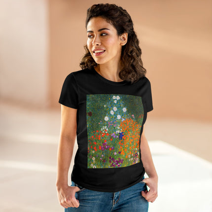Cottage Garden by Gustav Klimt Women's Midweight Cotton Tee