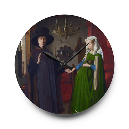 Arnolfini Portrait by Jan Van Eyck Acrylic Wall Clock, Round and Square