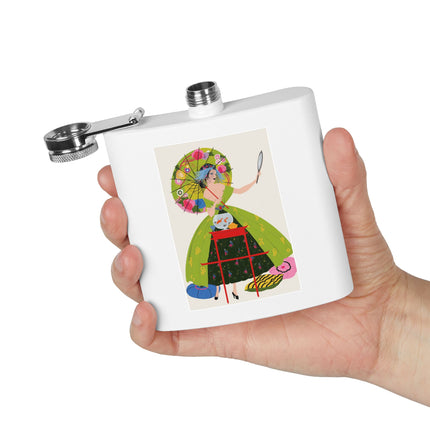 Lady with the Golden Fish Stainless Steel Flask – Whimsical Fashion & Playful Fantasy