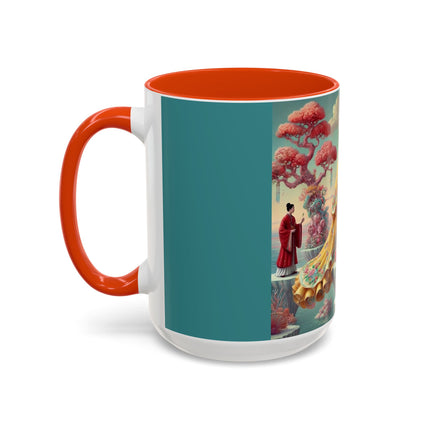 Cherry Blossom Courtesans & Crimson Crab Colorful Mug – Imperial Elegance & Playful Charm