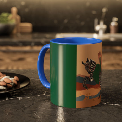 Zebra Rider Colorful Mugs – Safari Chic & Art Deco Adventure