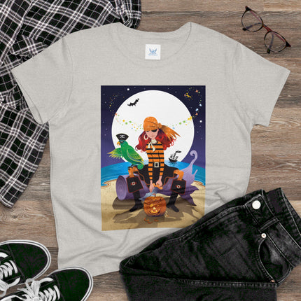 Moonlit Pirate Halloween Women's Midweight Cotton Tee