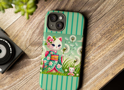 Geisha Kitten and the Dandelion Phone Cases