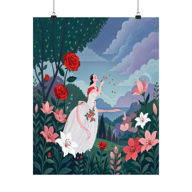 🌹💌 The Lady Of The Whispering Roses Matte Vertical Poster – Art Deco Garden Romance