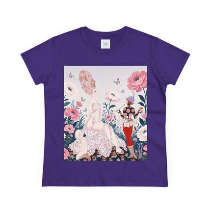 🌸🦋 The Enchanted Rose Garden Encounter Cotton Tee – Art Deco Floral Whimsy
