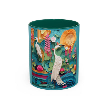 Elegant Egret Oasis Colorful Mugs (11oz, 15oz)