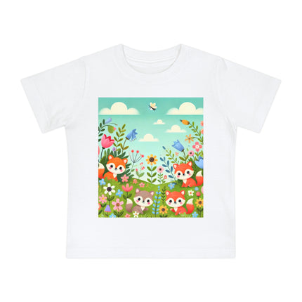 Fox Cubs in Bloom Baby T-Shirt – Springtime Joy & Playful Friendship
