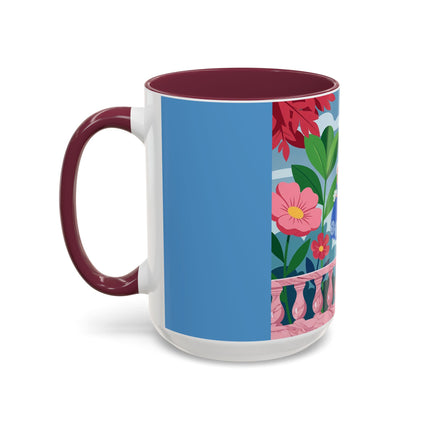 The Lady Of The Blossoming Terrace Colorful Mugs – Art Deco Floral Garden Elegance