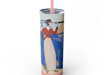 Costume de Yacht by George Barbier Skinny Tumbler with Straw, 20oz
