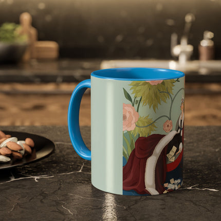 The Lady Of The Scarlet Chaise Colorful Mugs – Art Deco Romantic Elegance