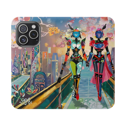 🤖🌆 Cyber Punk Robot Models Flip Case – Futuristic Fashion & Neon Elegance