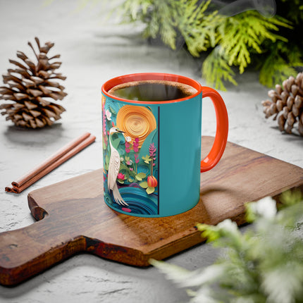 Elegant Egret Oasis Colorful Mugs (11oz, 15oz)