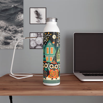 Night of the Trick-or-Treating Owlets Slim Water Bottle