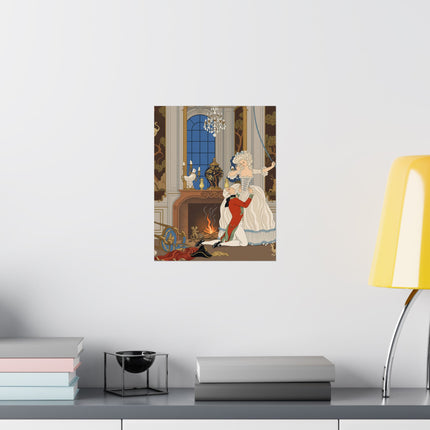 🔥🌹 L'Appât Matte Vertical Poster – George Barbier Art Deco Fireside Romance