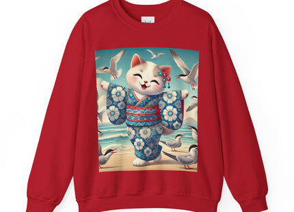 Geisha Kitten by the Seaside Heavy Blend™ Crewneck Sweatshirt