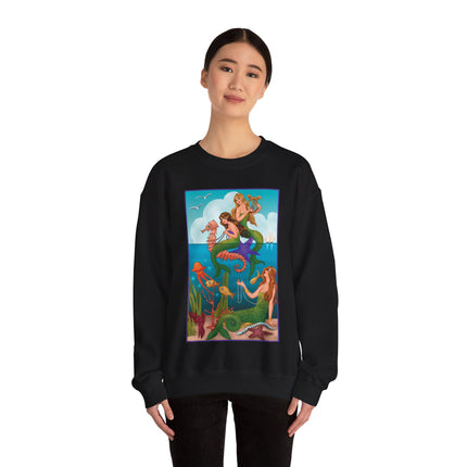 Three Mermaids with Strings of Pearls by Carlo Chiostri Heavy Blend™ Crewneck Sweatshirt