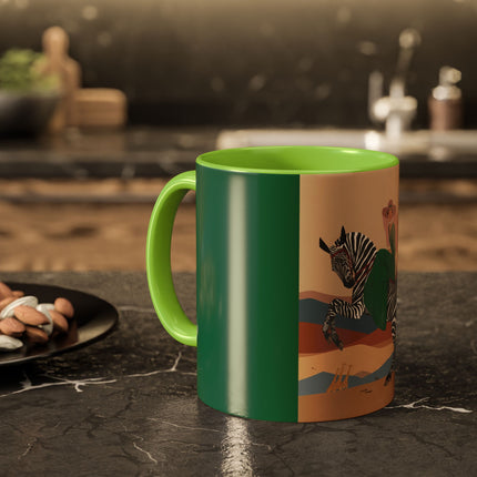 Zebra Rider Colorful Mugs – Safari Chic & Art Deco Adventure