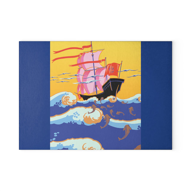Golden Seas and Whimsical Dreams Glass Cutting Board