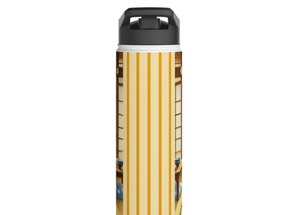 Playful Kitten in the Tea Room Stainless Steel Water Bottle, Standard Lid