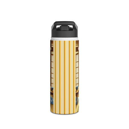 Playful Kitten in the Tea Room Stainless Steel Water Bottle, Standard Lid