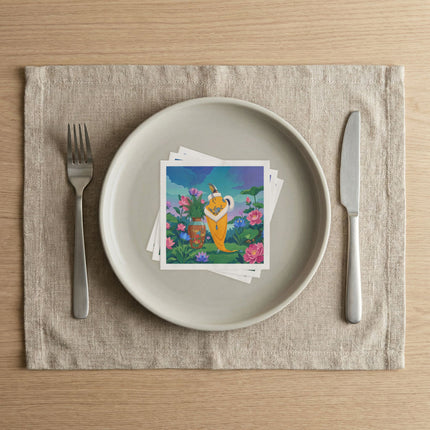 🪷✨ The Lady Of The Golden Lotus Garden Napkins – Art Deco Floral Elegance