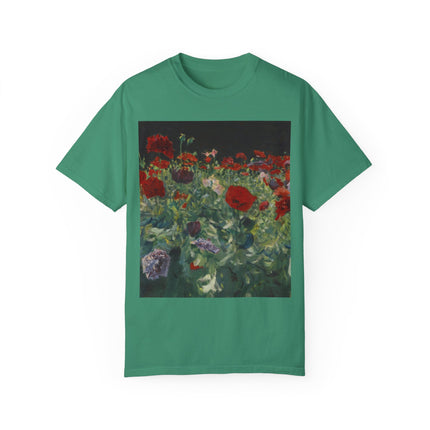 Poppies (A Study of Poppies for Carnation, Lily, Lily, Rose) by John Singer Sargent Unisex Garment-Dyed T-shirt