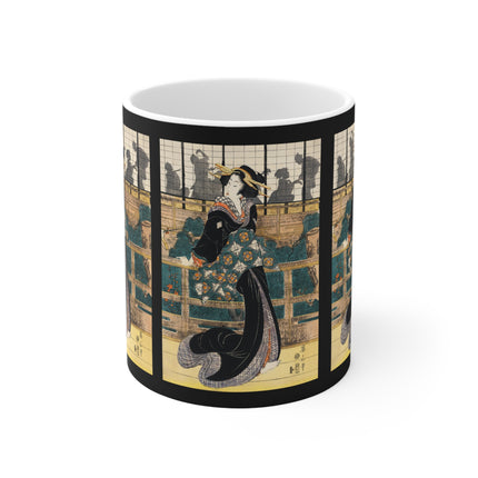 Japanese woman woodcut print by Kikukawa Eizan Ceramic Mug 11oz