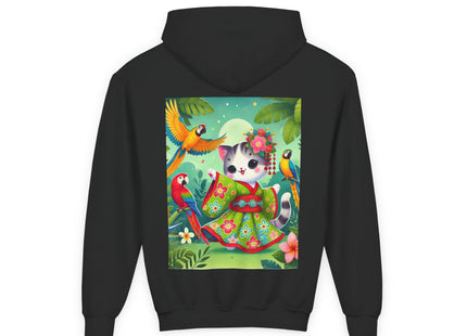 Parrot Dance of the Geisha Kitten Youth Heavy Blend Hooded Sweatshirt