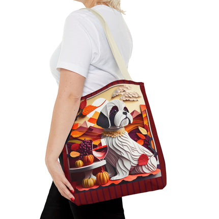 Shih Tzu at an Autumn Wine Tasting Tote Bag (AOP)