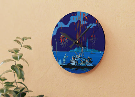 Fireworks in Venice by George Barbier Acrylic Wall Clock