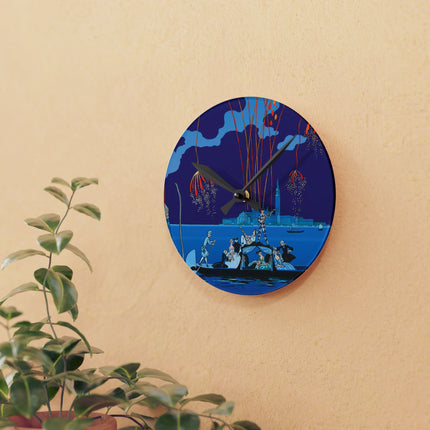 Fireworks in Venice by George Barbier Acrylic Wall Clock