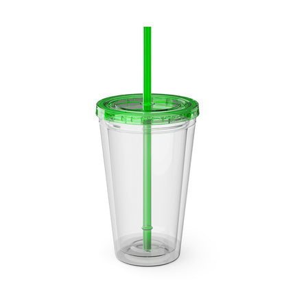 Geisha Kitten Strolls Among the Spoonbills Sunsplash Tumbler with Straw, 16oz
