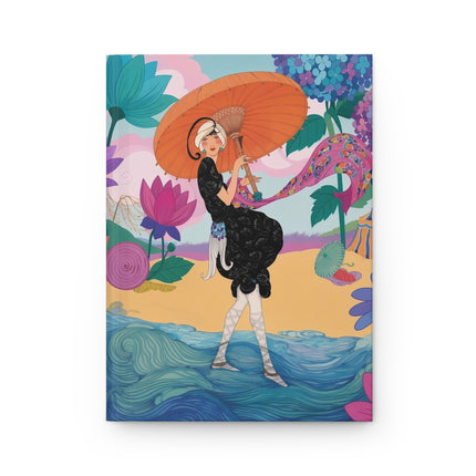 ☂️🌺 The Lady Of The Enchanted Seaside Hardcover Journal – Art Deco Coastal Elegance