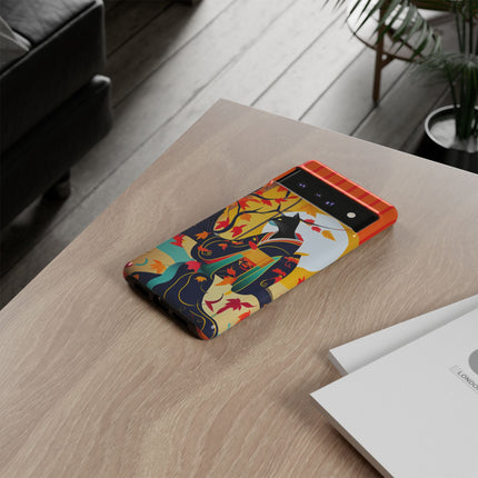 Black Cat in Kimono Phone Cases
