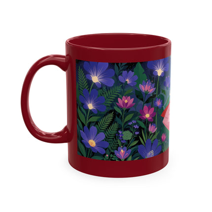 🌙🌺 The Lady Of The Midnight Flower Garden Ceramic Mug – Art Deco Floral Elegance