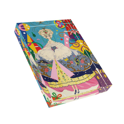 🎀✨ The Christmas Court Of Joy Acrylic Art Block – Art Deco Holiday Fantasy