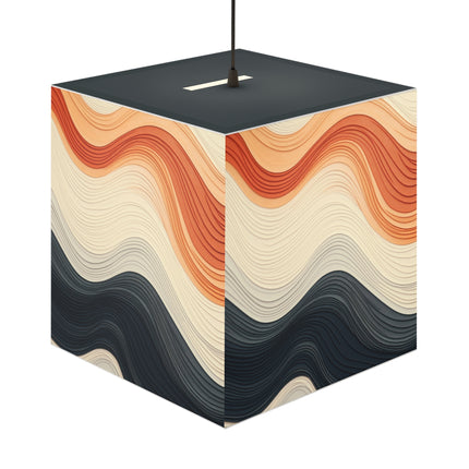 Wave Pattern in Hues of Beige, Orange, Grey, and Black Light Cube Lamp