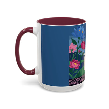 The Lady Of The Golden Parasol Colorful Mugs – Art Deco Botanical Elegance