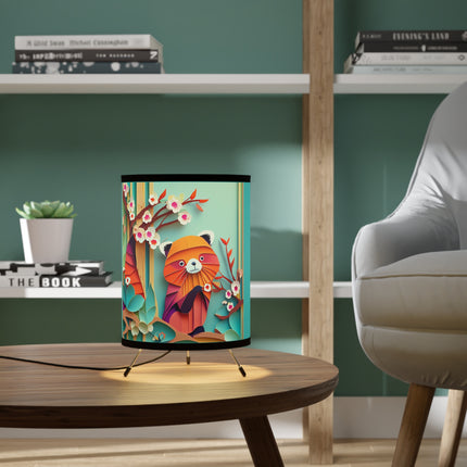 A Playful Red Panda Tripod Lamp