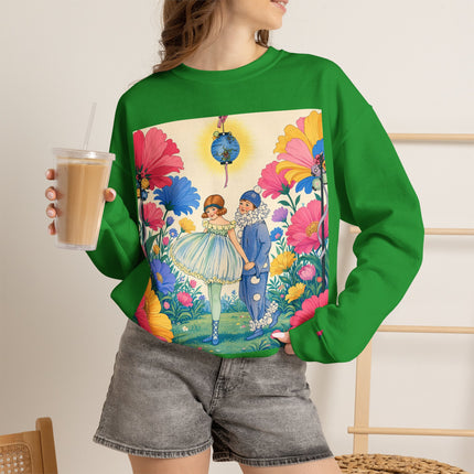 🌸🏮 The Lantern Garden Stroll Crewneck Sweatshirt – Art Deco Floral Whimsy