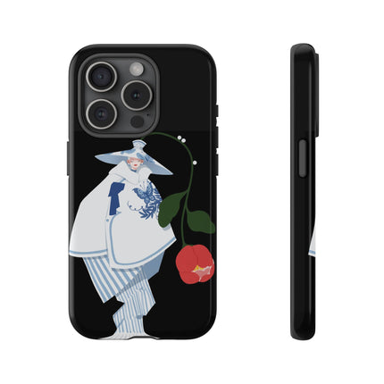 Blue & White Porcelain Geisha Phone Case – Elegant Mystery & Floral Grace