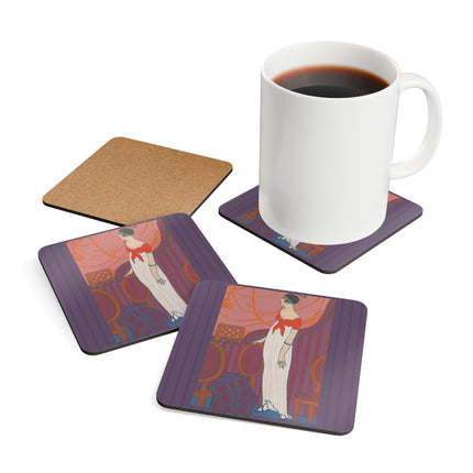 L’Entracte by Georges Lepape Corkwood Coaster Set