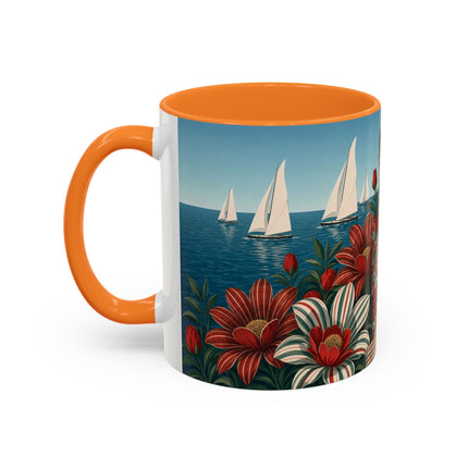 ⛵🌹 The Seaside Rose Traveler Colorful Mug – Art Deco Floral Elegance