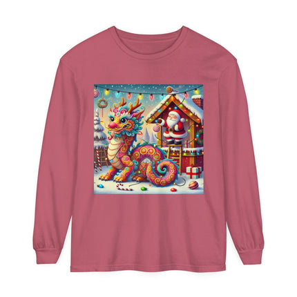 Playful Dragon's Christmas Unisex Garment-dyed Long Sleeve T-Shirt