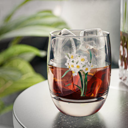 Chinese Sacred Lily botanical illustration by Pierre-Joseph Redouté Whiskey Glass