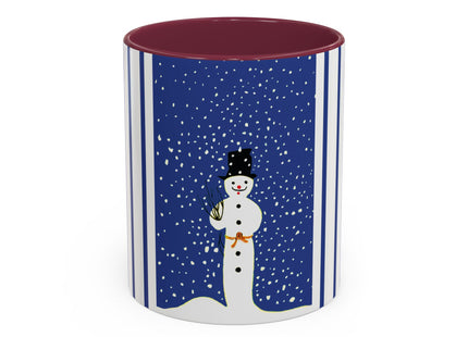 Snowman in Falling Snow Colorful Mugs (11oz, 15oz)